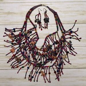 Vintage Tribal Necklace and Earrings Set